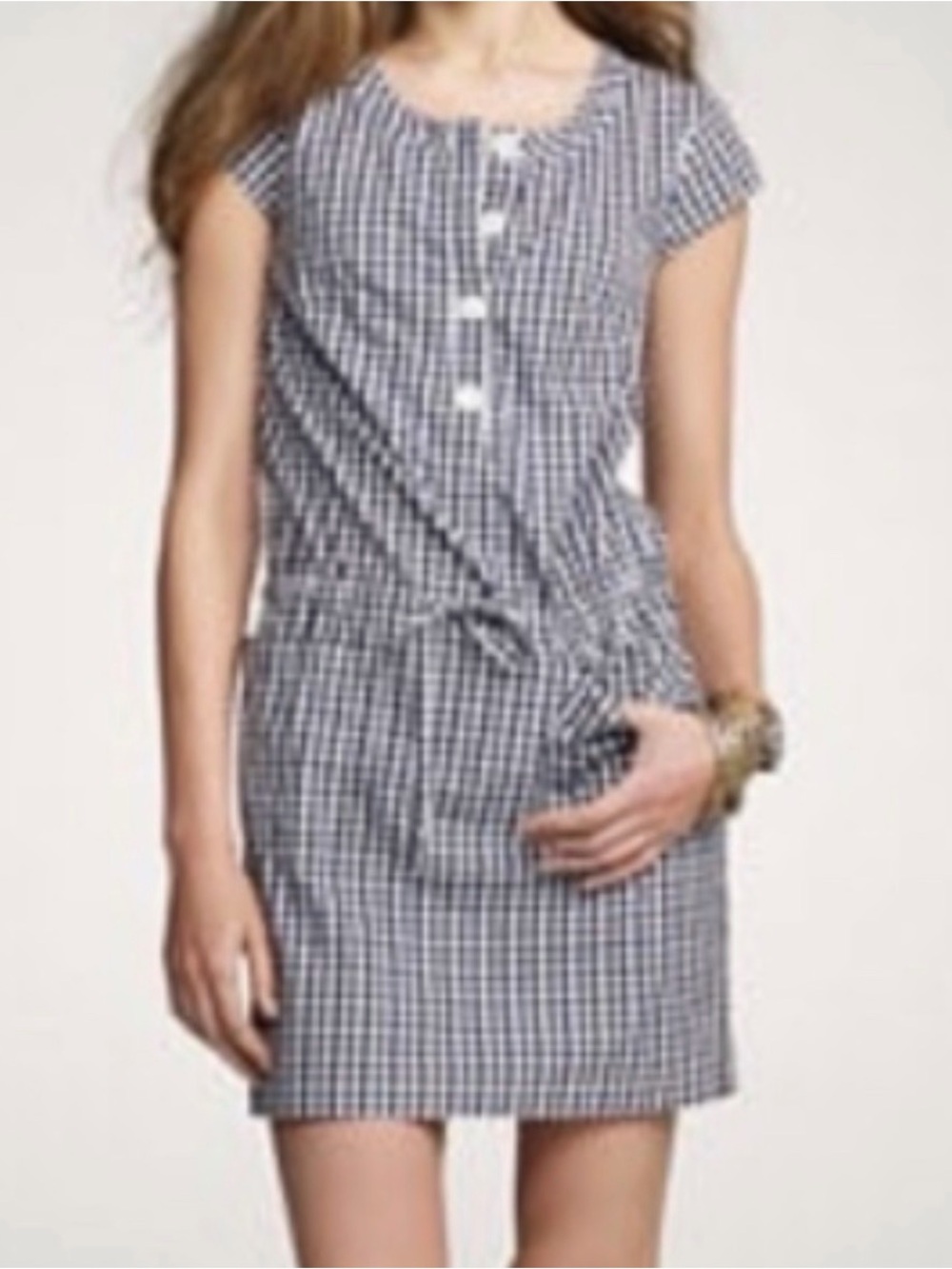 J CREW Olivia Plaid Checkered
Shift Dress with Drawstring Waist